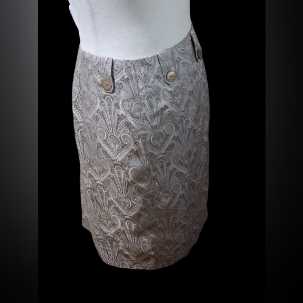 Nèw "NWOT" Eccoci Gray Pencil Pasley Skirt, Size 12